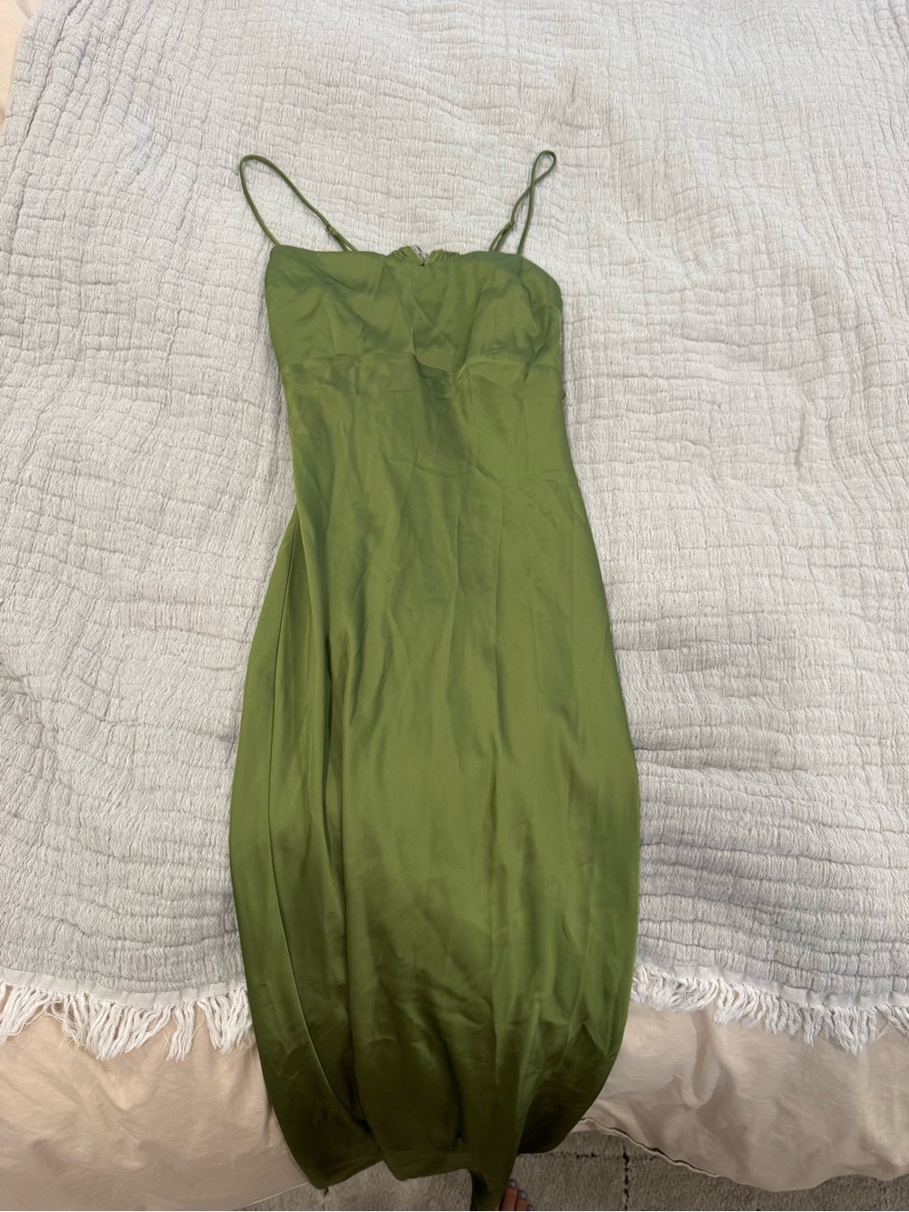 Abercrombie & Fitch Olive Green Satin Slip Dress Small